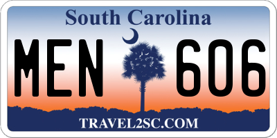 SC license plate MEN606