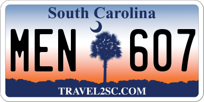 SC license plate MEN607