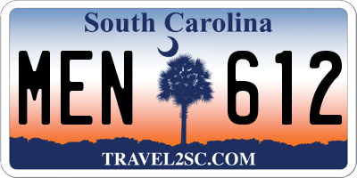 SC license plate MEN612