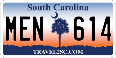 SC license plate MEN614