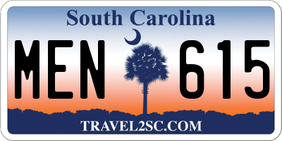 SC license plate MEN615