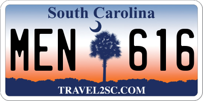 SC license plate MEN616