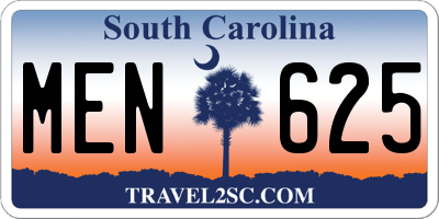 SC license plate MEN625