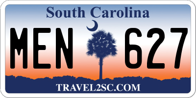 SC license plate MEN627