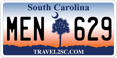 SC license plate MEN629