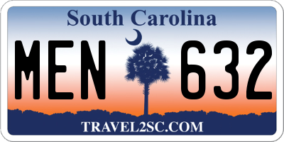 SC license plate MEN632