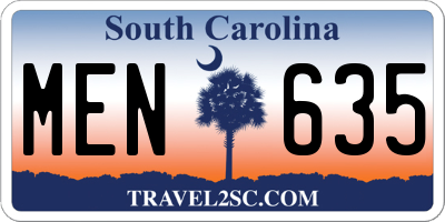 SC license plate MEN635
