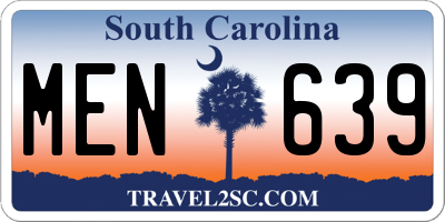 SC license plate MEN639