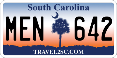 SC license plate MEN642