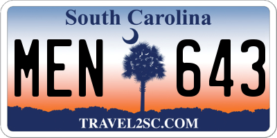 SC license plate MEN643