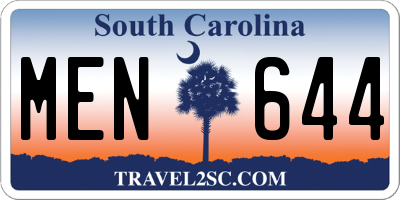 SC license plate MEN644