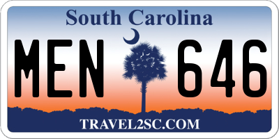 SC license plate MEN646