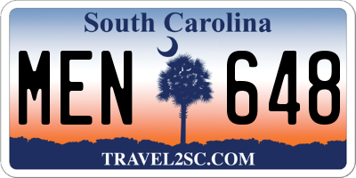 SC license plate MEN648