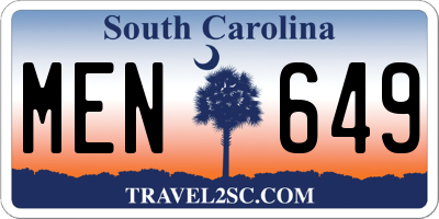 SC license plate MEN649