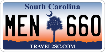 SC license plate MEN660