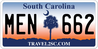 SC license plate MEN662