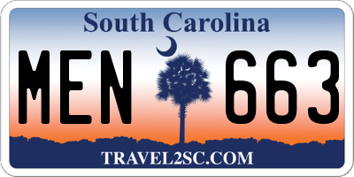 SC license plate MEN663