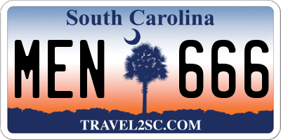 SC license plate MEN666