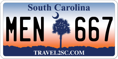 SC license plate MEN667