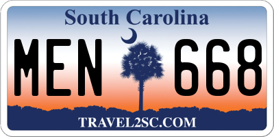 SC license plate MEN668