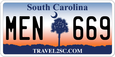 SC license plate MEN669