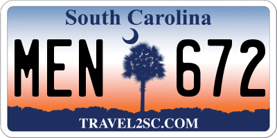 SC license plate MEN672