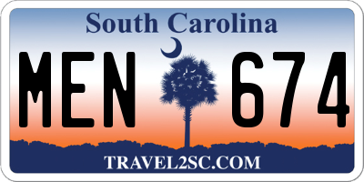 SC license plate MEN674