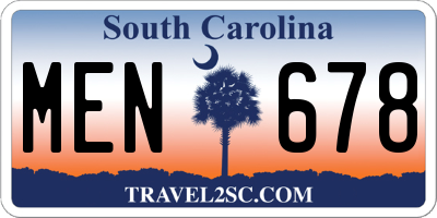 SC license plate MEN678
