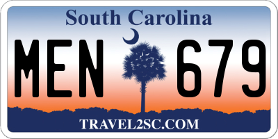 SC license plate MEN679