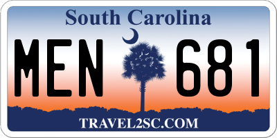 SC license plate MEN681