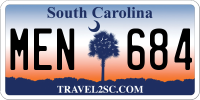SC license plate MEN684