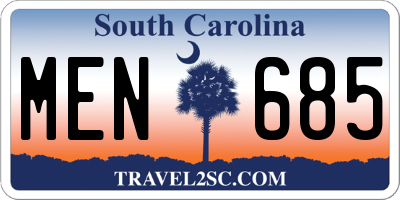 SC license plate MEN685