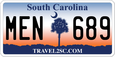 SC license plate MEN689