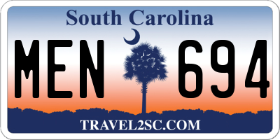 SC license plate MEN694