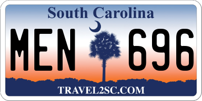 SC license plate MEN696