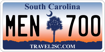 SC license plate MEN700