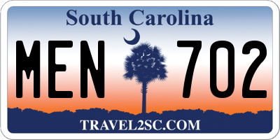 SC license plate MEN702
