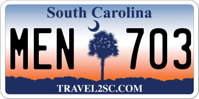 SC license plate MEN703