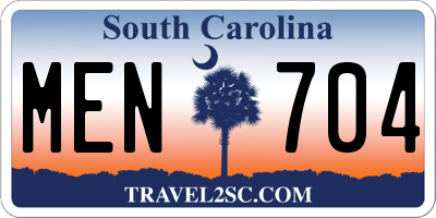 SC license plate MEN704