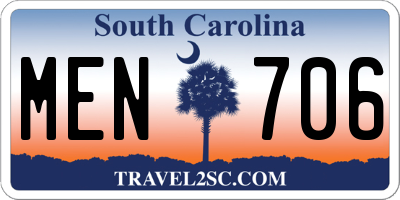 SC license plate MEN706