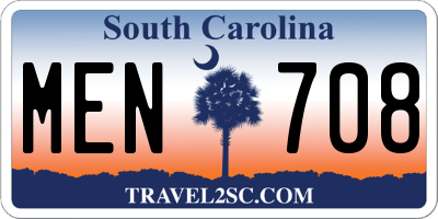 SC license plate MEN708