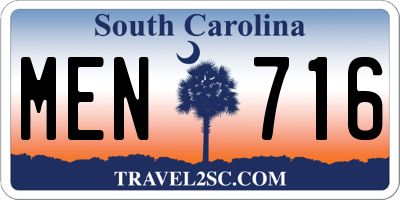 SC license plate MEN716