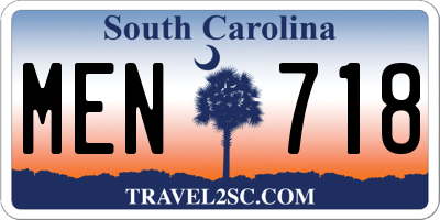 SC license plate MEN718