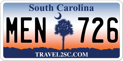 SC license plate MEN726
