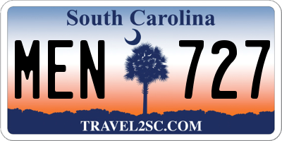 SC license plate MEN727