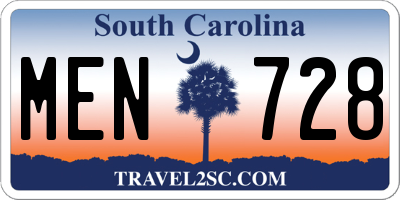 SC license plate MEN728