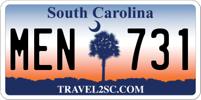 SC license plate MEN731