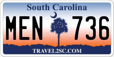 SC license plate MEN736