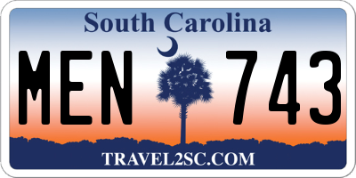 SC license plate MEN743