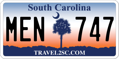 SC license plate MEN747